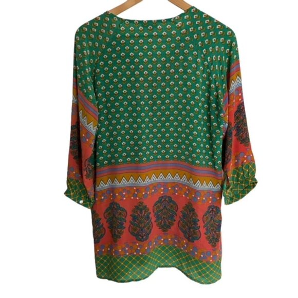 Tolani Nisha Green Silk Tunic Small - Picture 3 of 4